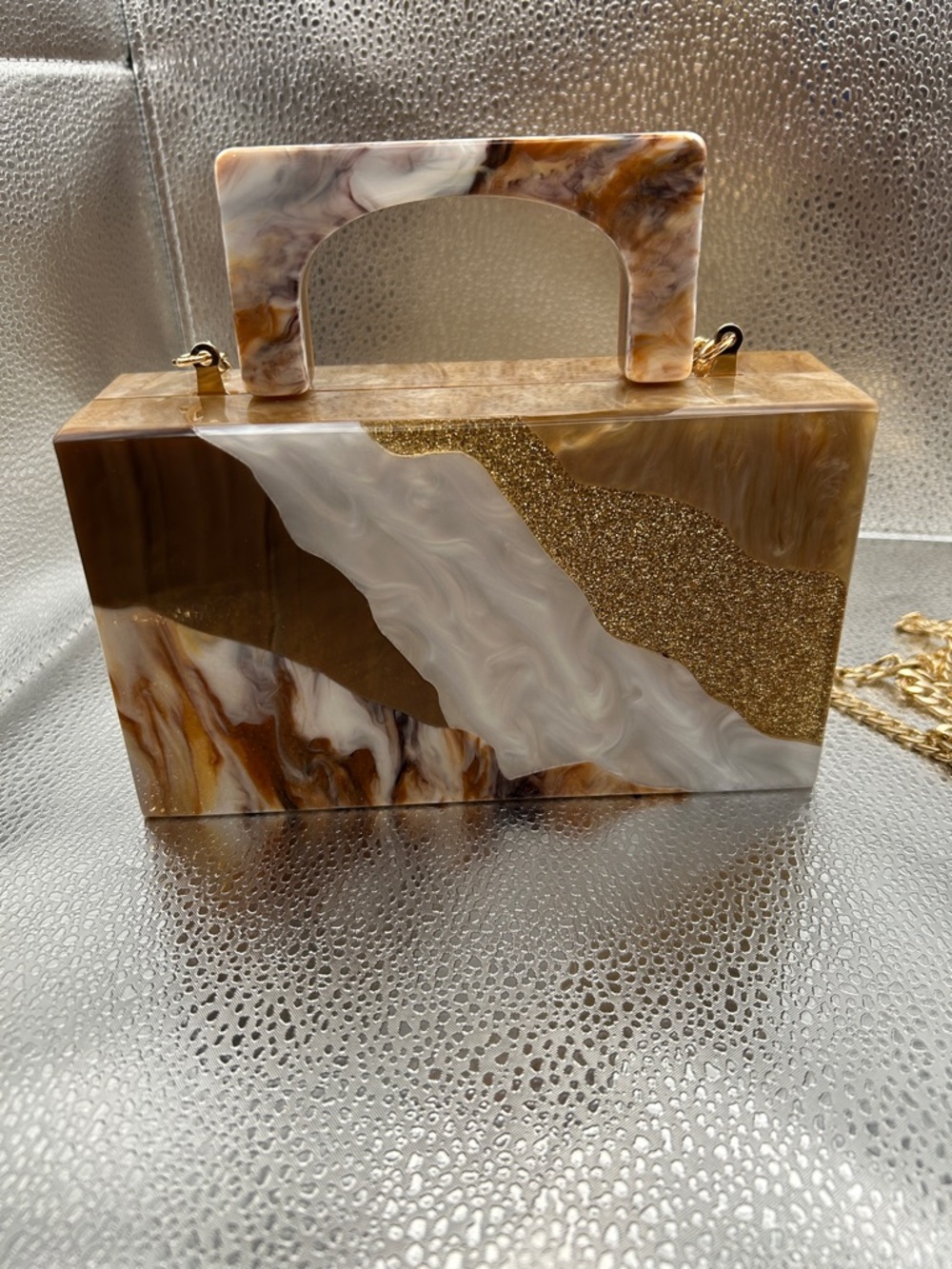 Olga Berg Fleur Acrylic Top Handle Bag